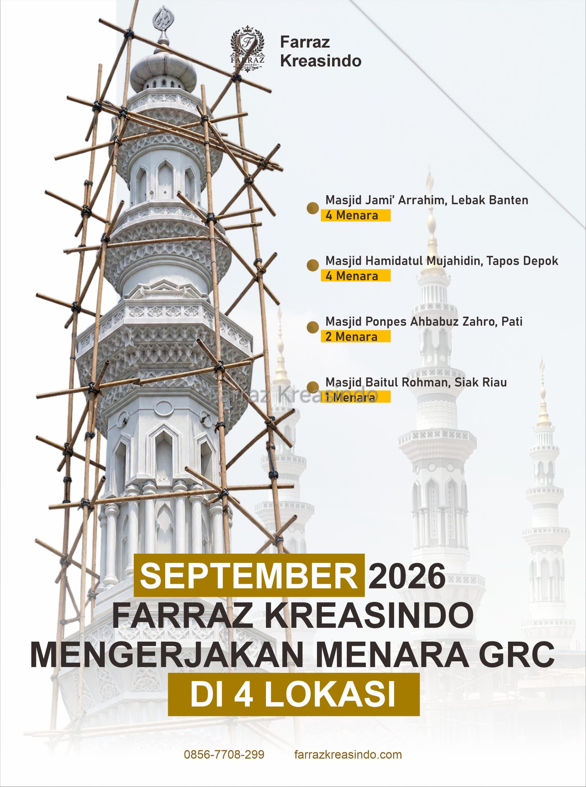 Farraz Kreasindo Dipercaya Kerjakan Proyek Menara GRC di 4 Lokasi Sekaligus Sepanjang September 2026